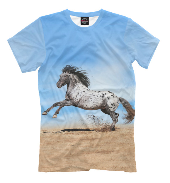 Мужская футболка с изображением Лошадь цвета Молочно-белый