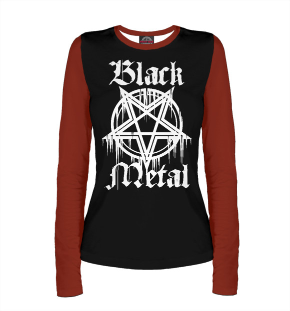 Женский лонгслив с изображением Black metal цвета Белый