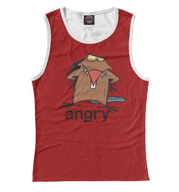 Майка для девочки с изображением Angry beaver цвета Белый