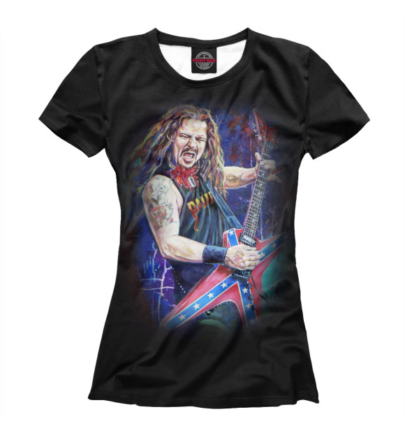 Женская футболка с притом Dimebag Darrell цвета Белый Женская футболка с изображением Dimebag Darrell цвета Белый