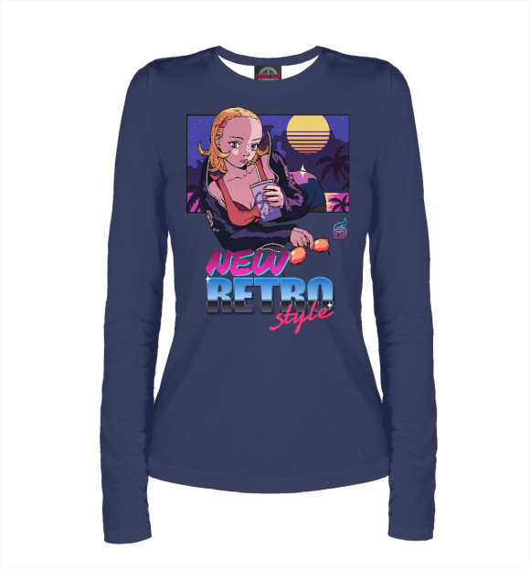 Женский лонгслив с изображением New Retro цвета Белый
