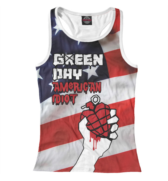 Женская майка-борцовка с изображением Green Day цвета Белый