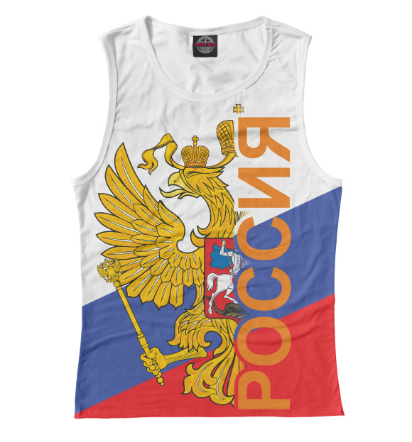 Женская майка с изображением Россия цвета Белый