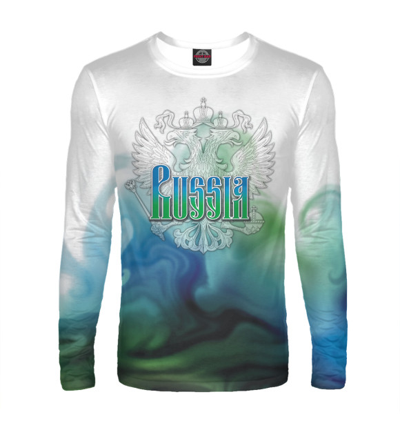 Мужской лонгслив с изображением Russia цвета Белый