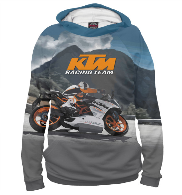 Мужское худи с изображением KTM Racing team цвета Белый