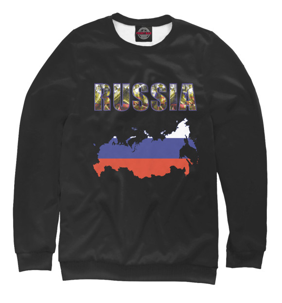 Женский свитшот с изображением RUSSIA цвета Белый