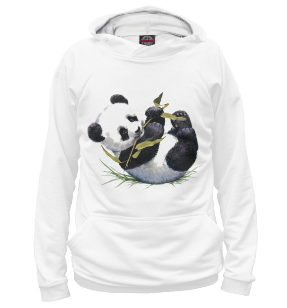 Женское худи с изображением Панда цвета Белый