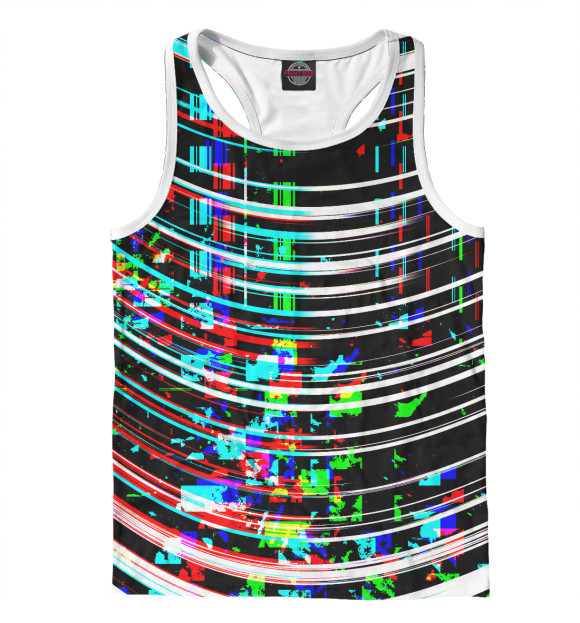 Мужская майка-борцовка с изображением Оптические линии цвета Белый