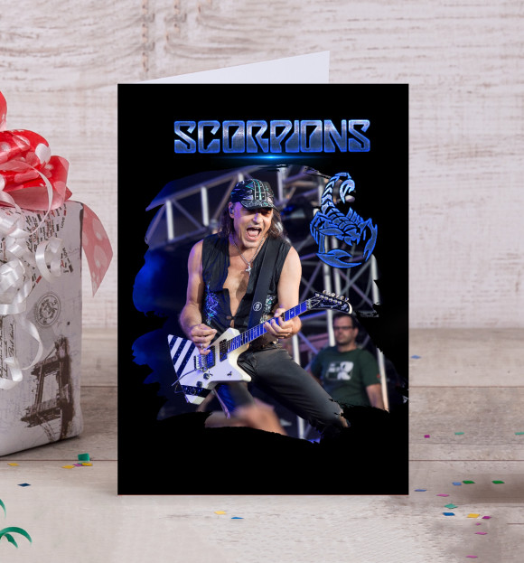 Открытка с притом Scorpions цвета Белый Открытка с изображением Scorpions цвета Белый