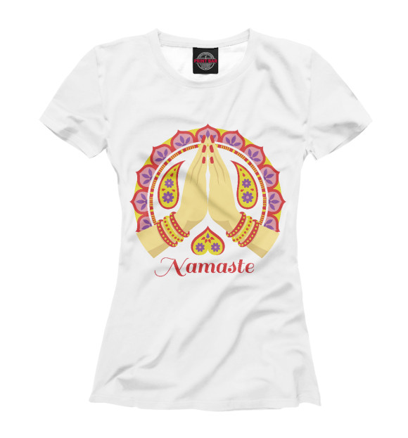 Женская футболка с изображением Mandala Namaste цвета Белый