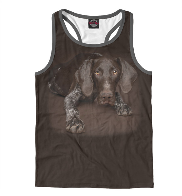 Мужская майка-борцовка с изображением Собака цвета Белый