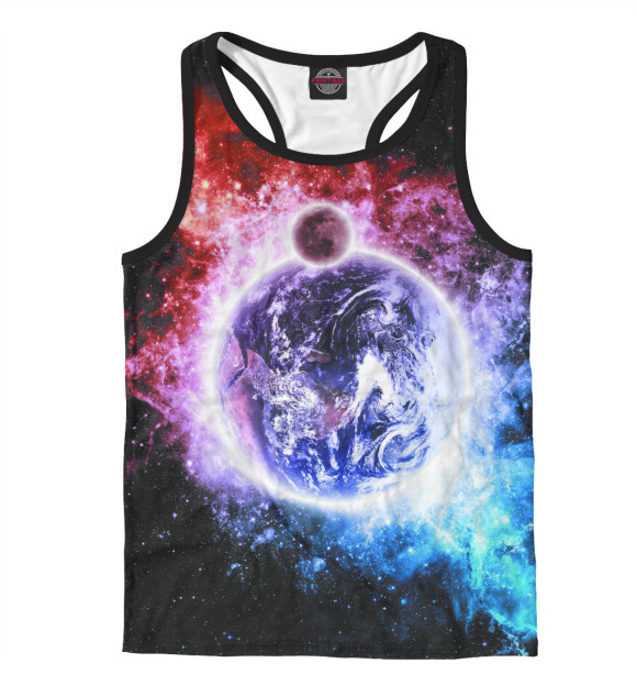 Мужская майка-борцовка с изображением Мир цвета Белый