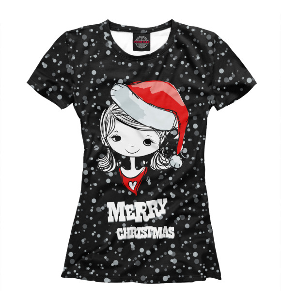 Женская футболка с изображением Merry Christmas цвета Белый