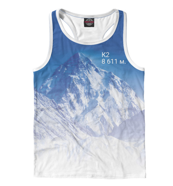 Мужская майка-борцовка с изображением К2 цвета Белый