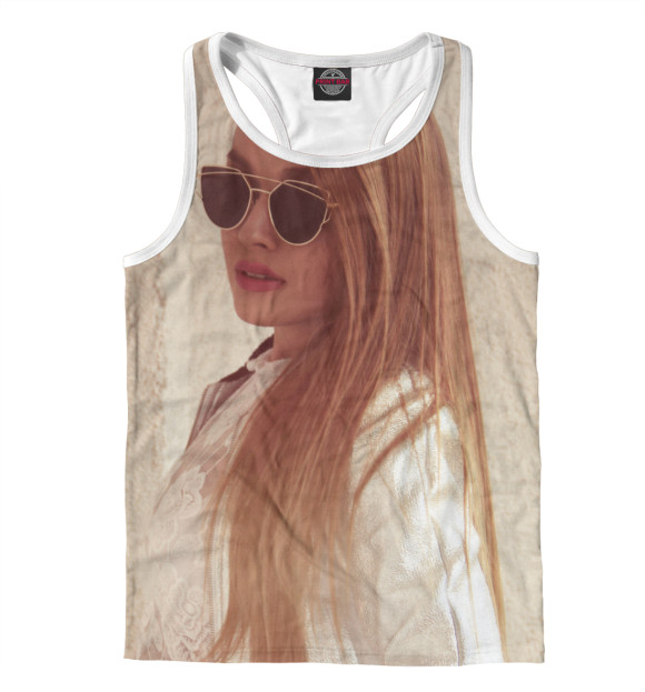 Мужская майка-борцовка с изображением Девушка цвета Белый