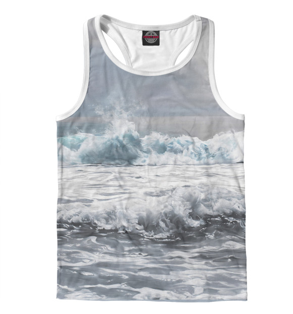 Мужская майка-борцовка с изображением Волны цвета Белый