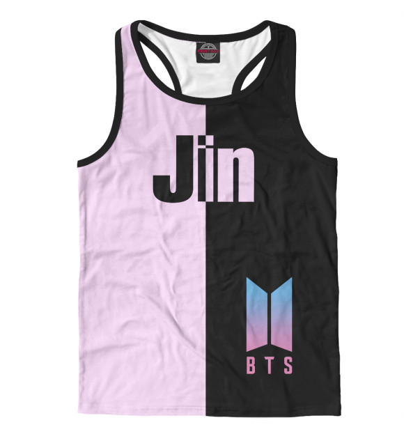 Мужская майка-борцовка с изображением BTS Jin цвета Белый