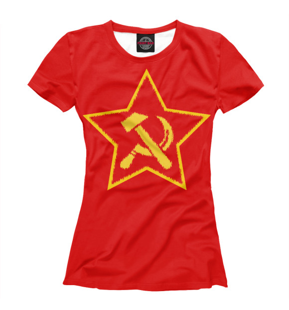 Женская футболка с изображением Звезда, серп и молот цвета Белый