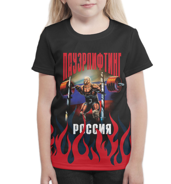 Футболка для девочек с изображением Пауэрлифтинг цвета Белый