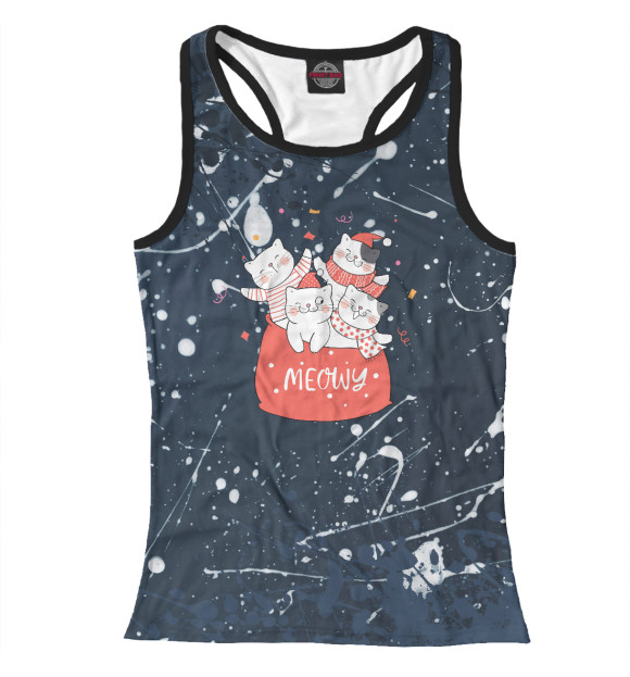 Женская майка-борцовка с изображением Коты в подарочном мешке цвета Белый