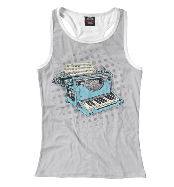 Женская майка-борцовка с изображением Piano Typewriter цвета Белый