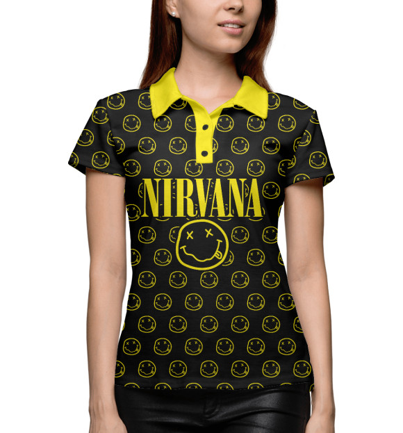 Женское поло с изображением Nirvana Forever цвета Белый