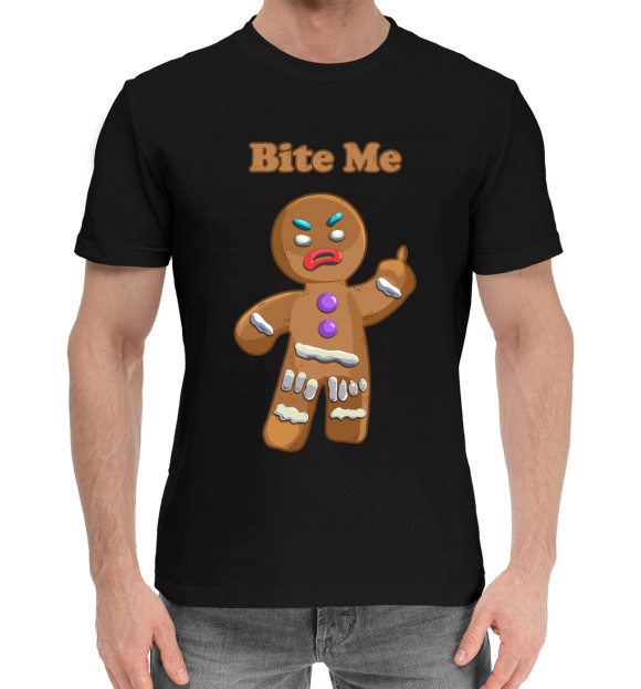 Мужская хлопковая футболка с изображением Выкуси! цвета Черный