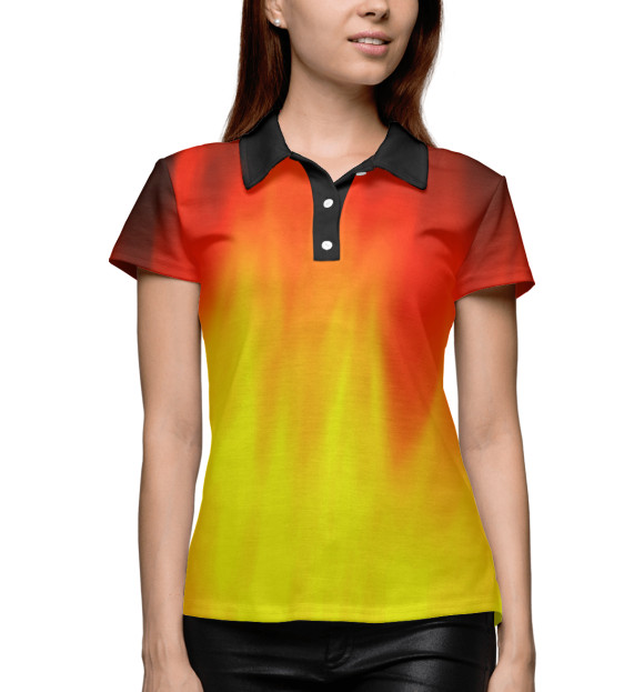 Женское поло с изображением Огонь цвета Белый