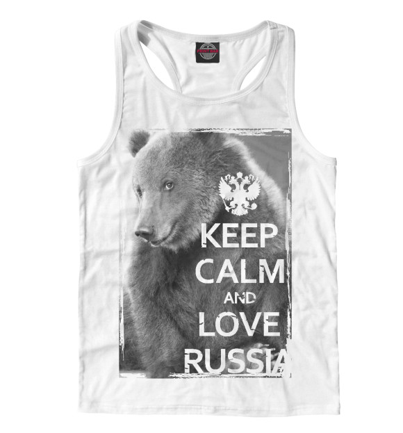 Мужская майка-борцовка с изображением Русский мишка цвета Белый