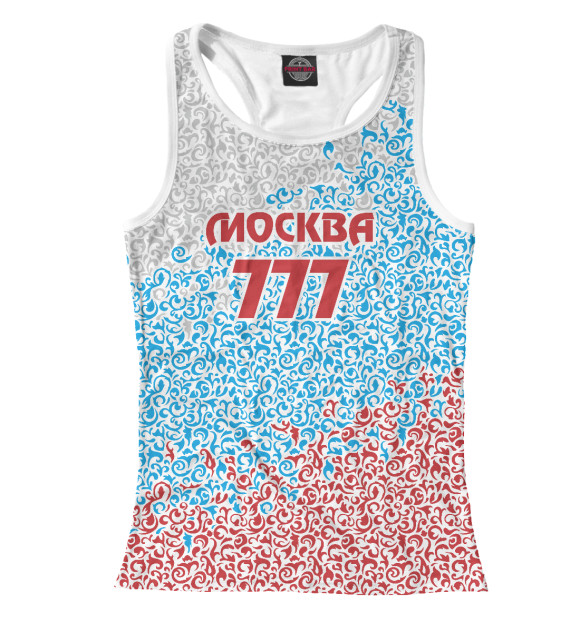 Женская майка-борцовка с изображением Москва - регион 777 цвета Белый