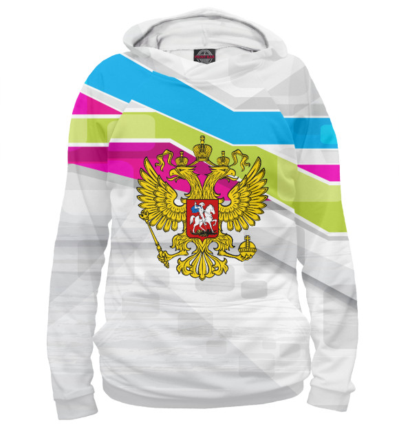 Женское худи с изображением Russia Sport цвета Белый
