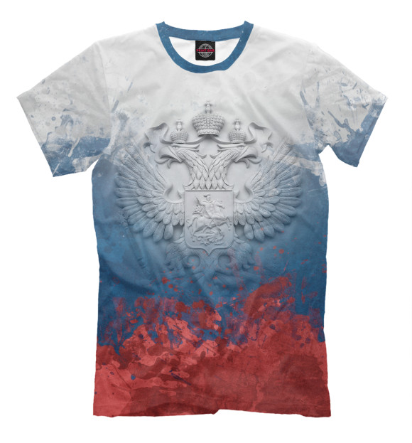 Мужская футболка с изображением Объемный Герб России цвета Молочно-белый