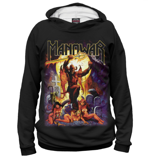 Женское худи с изображением Manowar цвета Белый