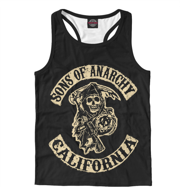 Мужская майка-борцовка с изображением Сыны анархии цвета Белый