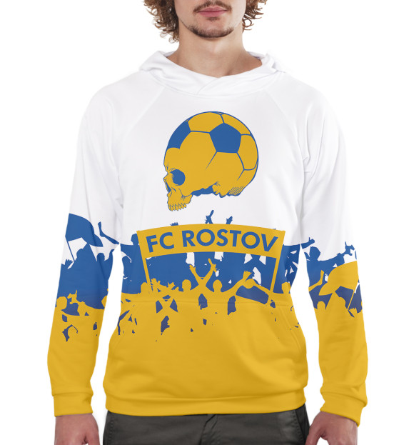 Мужское худи с изображением ФК Ростов цвета Белый