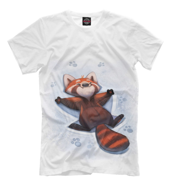 Мужская футболка с изображением Красная панда цвета Молочно-белый