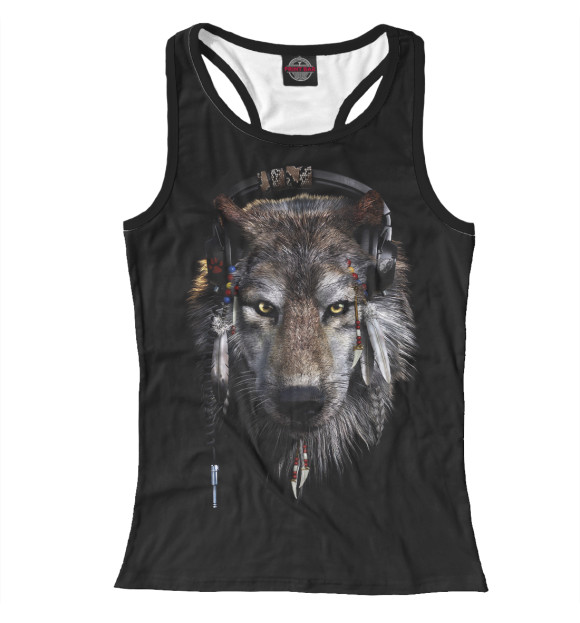 Женская майка-борцовка с изображением Волк в нашниках цвета Белый