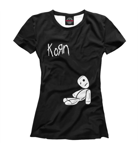 Женская футболка с изображением Korn цвета Белый