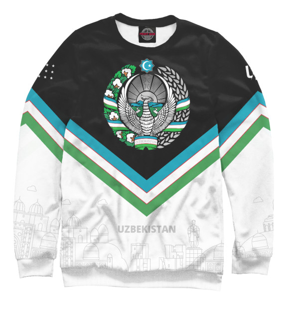 Мужской свитшот с изображением Узбекистан цвета Белый