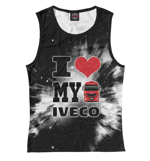Женская майка с изображением I love my IVECO цвета Белый