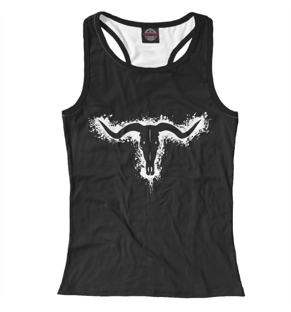 Женская майка-борцовка с изображением Skull bull цвета Белый