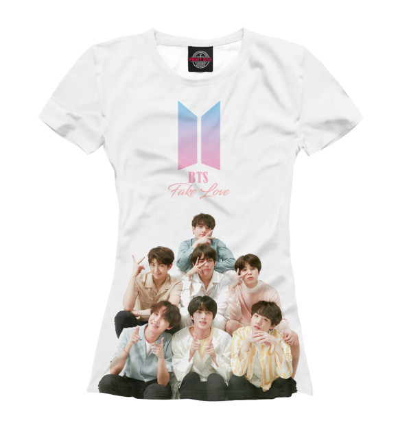 Женская футболка с изображением BTS Take love цвета Белый