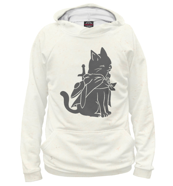 Мужское худи с изображением Tradicional warrior cat цвета Белый