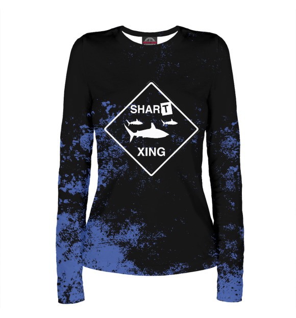 Женский лонгслив с притом Shart Crossing цвета Белый Женский лонгслив с изображением Shart Crossing цвета Белый