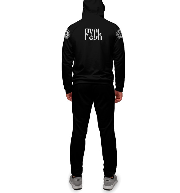 Мужской спортивный костюм с изображением Русь (Валькирия и топоры) цвета Белый