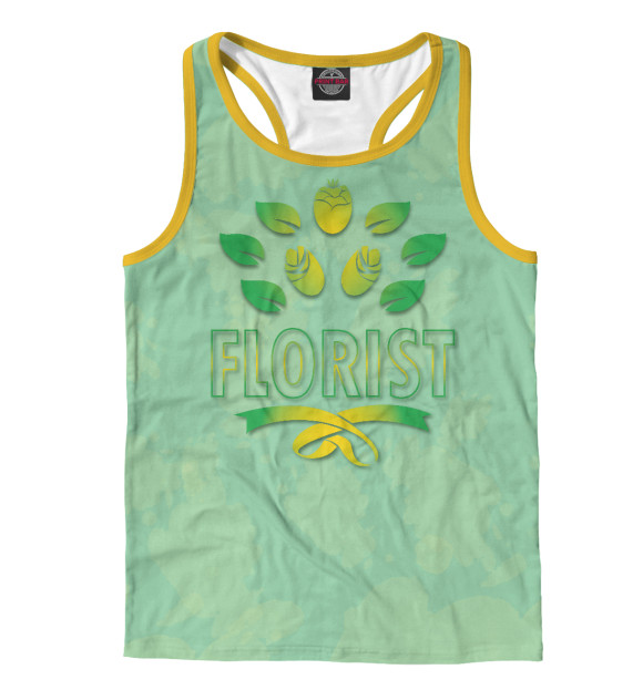 Мужская майка-борцовка с изображением Флорист цвета Белый