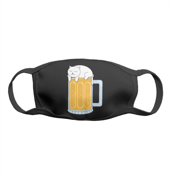 Маска тканевая с изображением Beer Cat цвета Белый