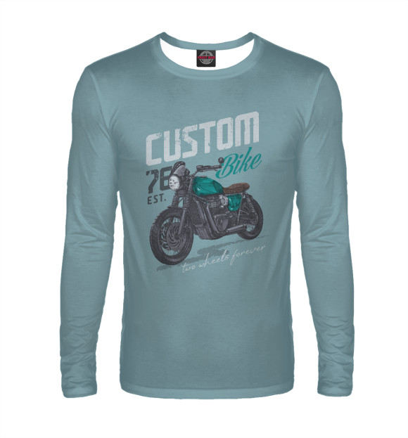 Мужской лонгслив с изображением Custom Bike цвета Белый