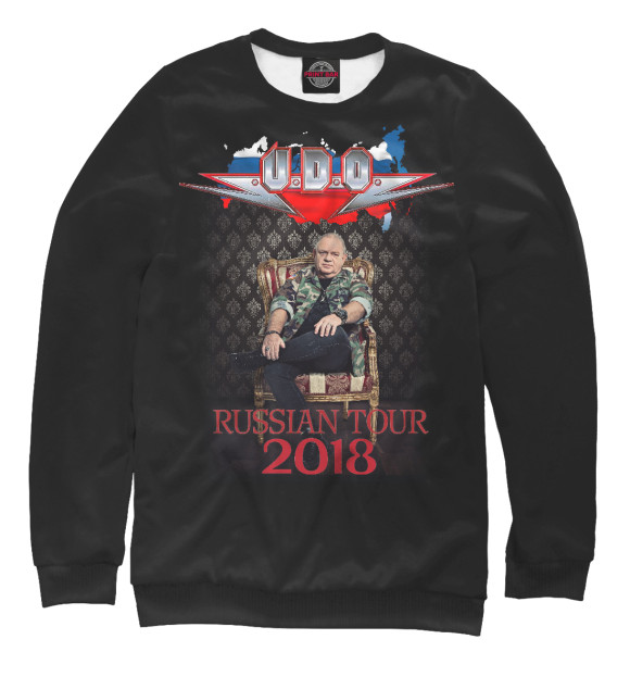 Свитшот для девочек с изображением U.D.O. Russian tour 2018 цвета Белый