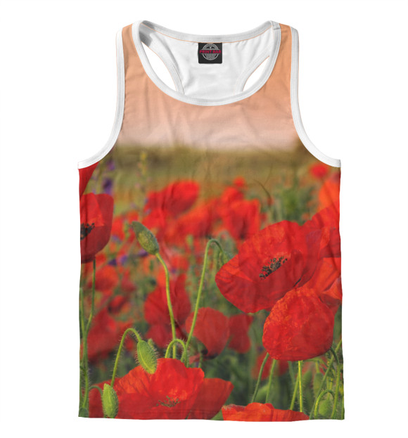 Мужская майка-борцовка с изображением Мак цвета Белый